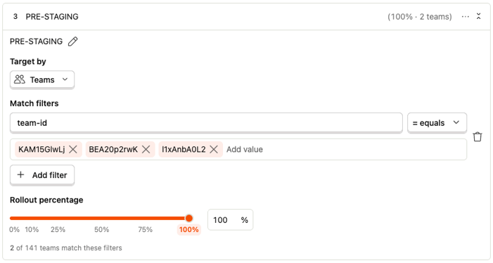 Targeting a specific team by matching its team-id